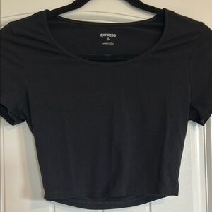Express Gray Crop Fitted T-Shirt
